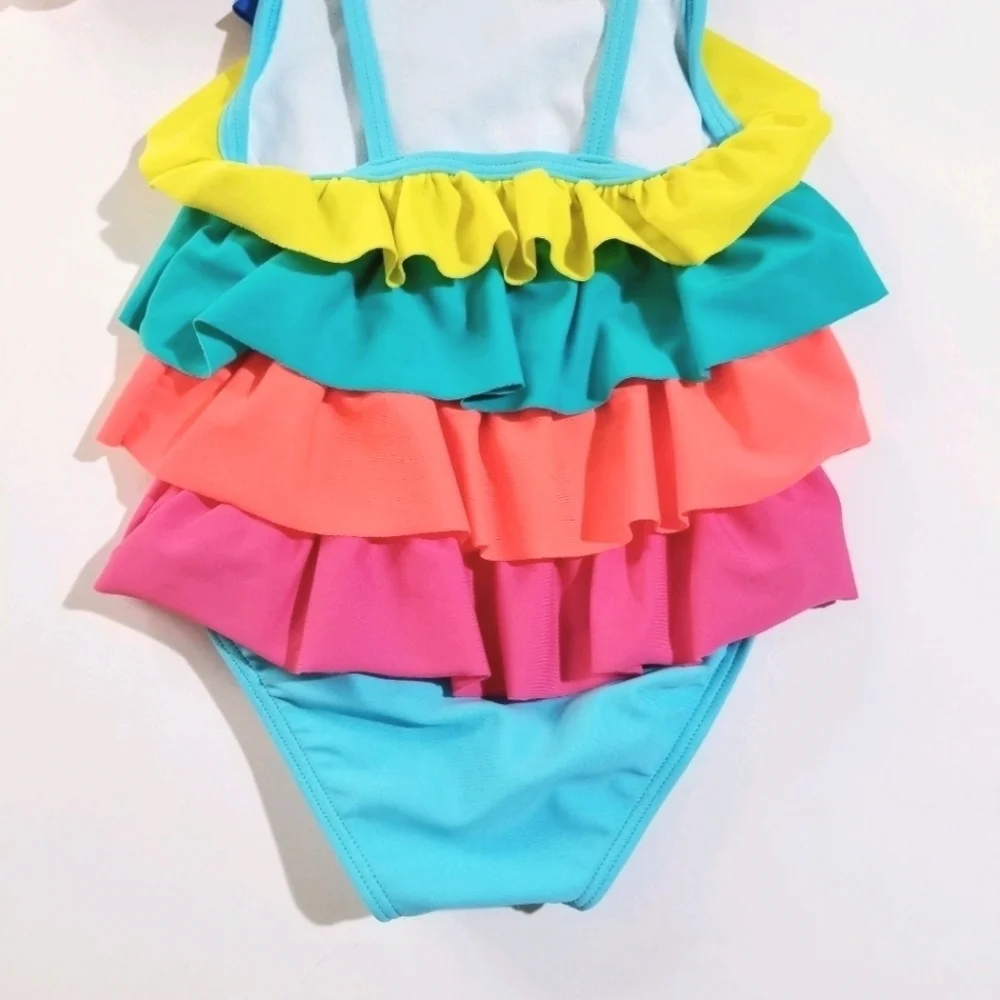 Baby Boden Multicolor Ruffle Swimsuit 6-12m